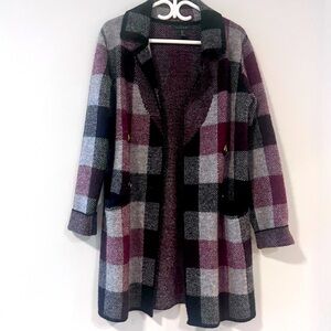 Tahari Black and Purple Knit Cardigan